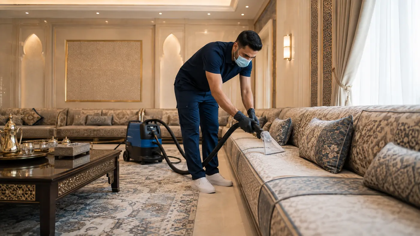 تنظيف مجلس عربي فاخر من سديم كلين